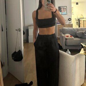 Princess Polly black silky top and silky trouser set